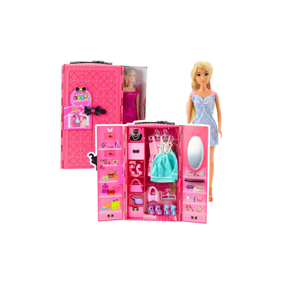 Lėlė su spinta, drabužiais ir aksesuarais Dress-Up Dress-Up rožinė-Žaislai, Lėlės ir jų priedai, Lėlės-e-vaikas