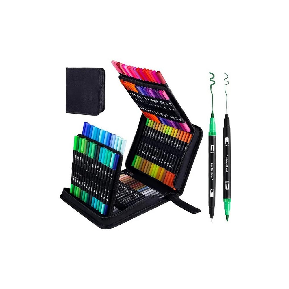 Set of 120 Double-Sided Waterproof Colored Markers