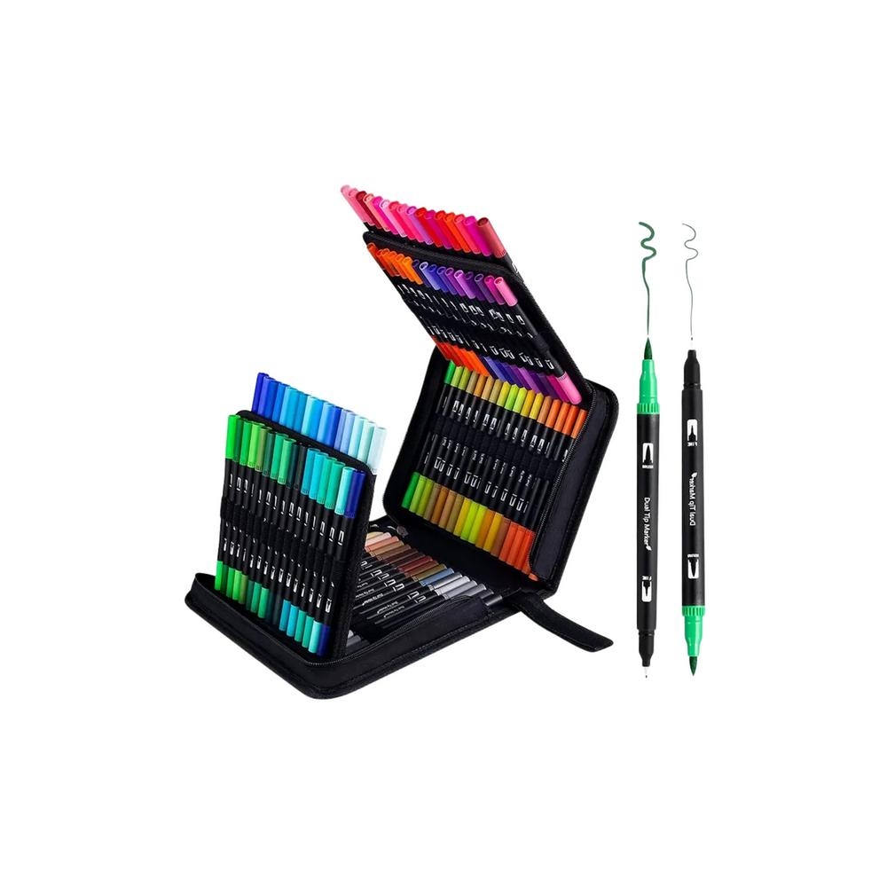 Set of 120 Double-Sided Waterproof Colored Markers