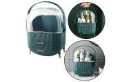 Cosmetics Organizer Opening Lid Transparent Two Drawers Green