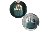Cosmetics Organizer Opening Lid Transparent Two Drawers Green