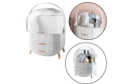 Cosmetics Organizer Opening Lid Transparent Two Drawers White