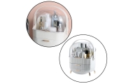 Cosmetics Organizer Opening Lid Transparent Two Drawers White