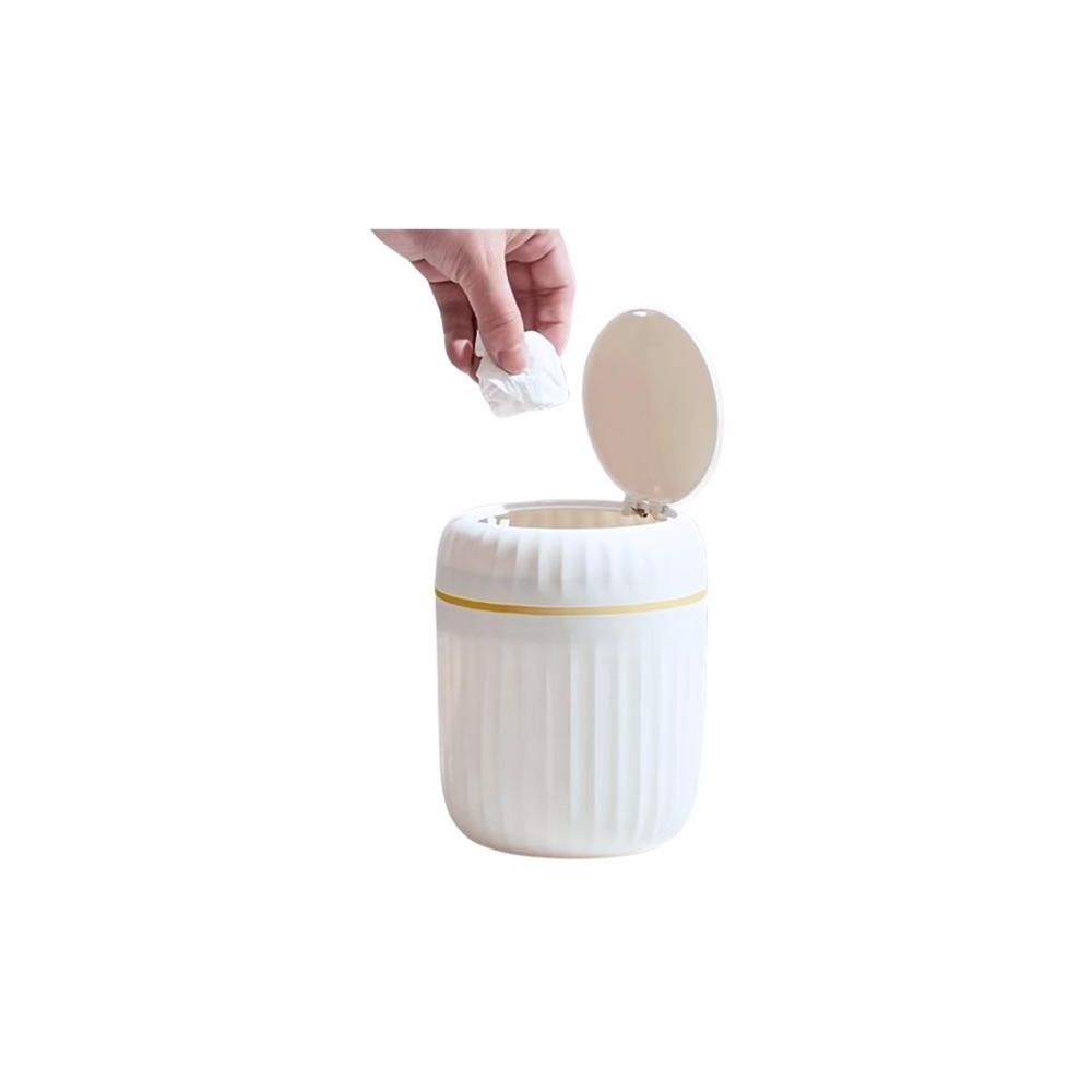 Mini šiukšliadėžė su atidaromu dangčiu, balta