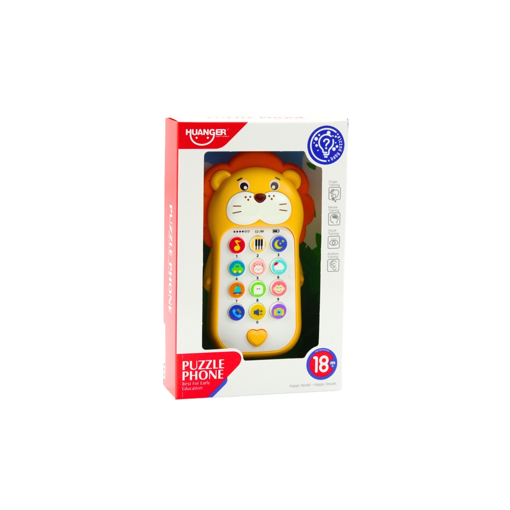 Interaktywny Telefon Edukacyjny Dla Malucha Dźwięki Melodie Lew Żółty