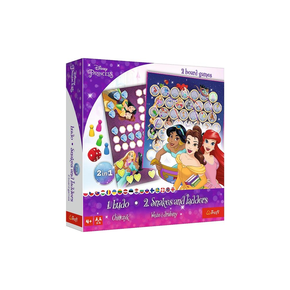 Stalo žaidimas 2in1 Kiniškos gyvatės ir kopėčios Disney Princess Trefl 02418-Žaislai, Stalo žaidimai, Įvairūs stalo žaidimai-e-v