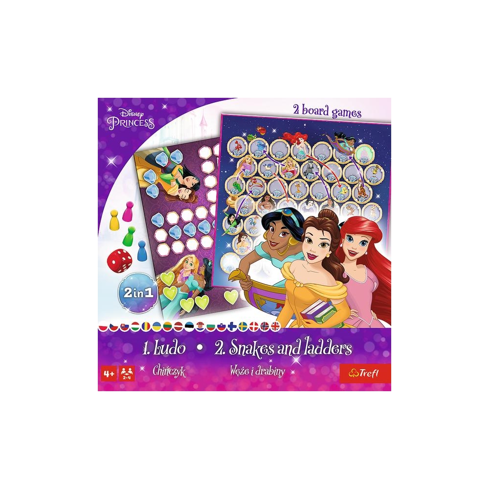 Stalo žaidimas 2in1 Kiniškos gyvatės ir kopėčios Disney Princess Trefl 02418-Žaislai, Stalo žaidimai, Įvairūs stalo žaidimai-e-v