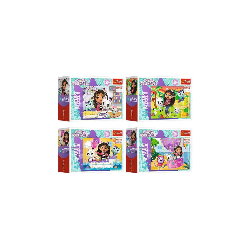 Dėlionė - 20 miniMaxi - Gabijos spalvinga diena - Gabijos katės namas - Trefl 56041-Žaislai, Dėlionės, Dėlionės iki 500 detalių-