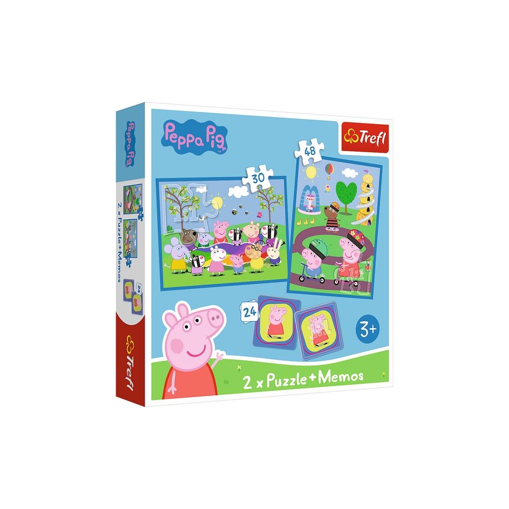 Dėlionė + MEMOS – 2-in-1 (30,48) – Linksmi momentai su Peppa Pig – Trefl 93331-Žaislai, Dėlionės, Dėlionės iki 500 detalių-e-vai