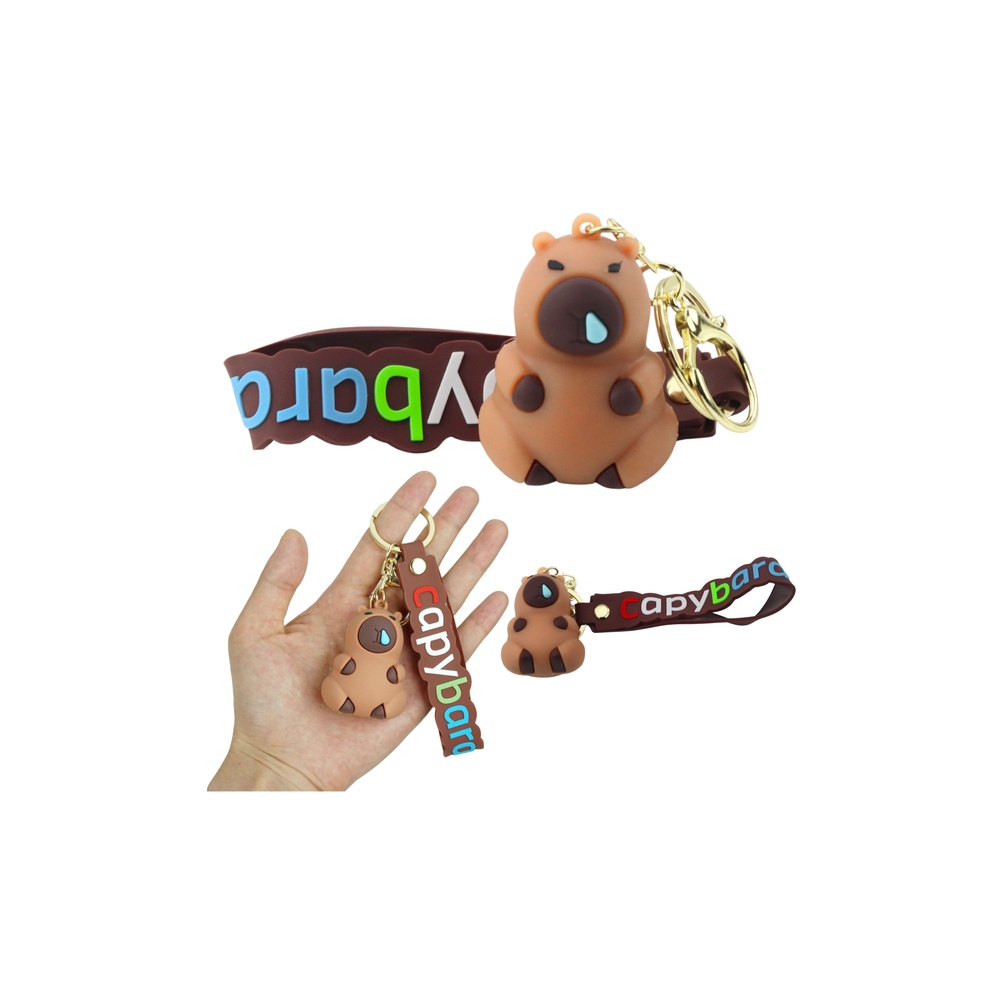 Raktų pakabukas Figūrėlė Capybara Brown Carabiner Ring Pendant
