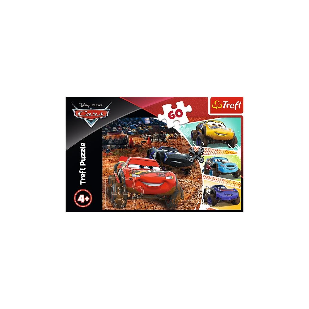 Dėlionė - 60 - Žaibas McQueen su draugais - Disney Cars 3 - Trefl 17327-Žaislai, Dėlionės, Dėlionės iki 500 detalių-e-vaikas