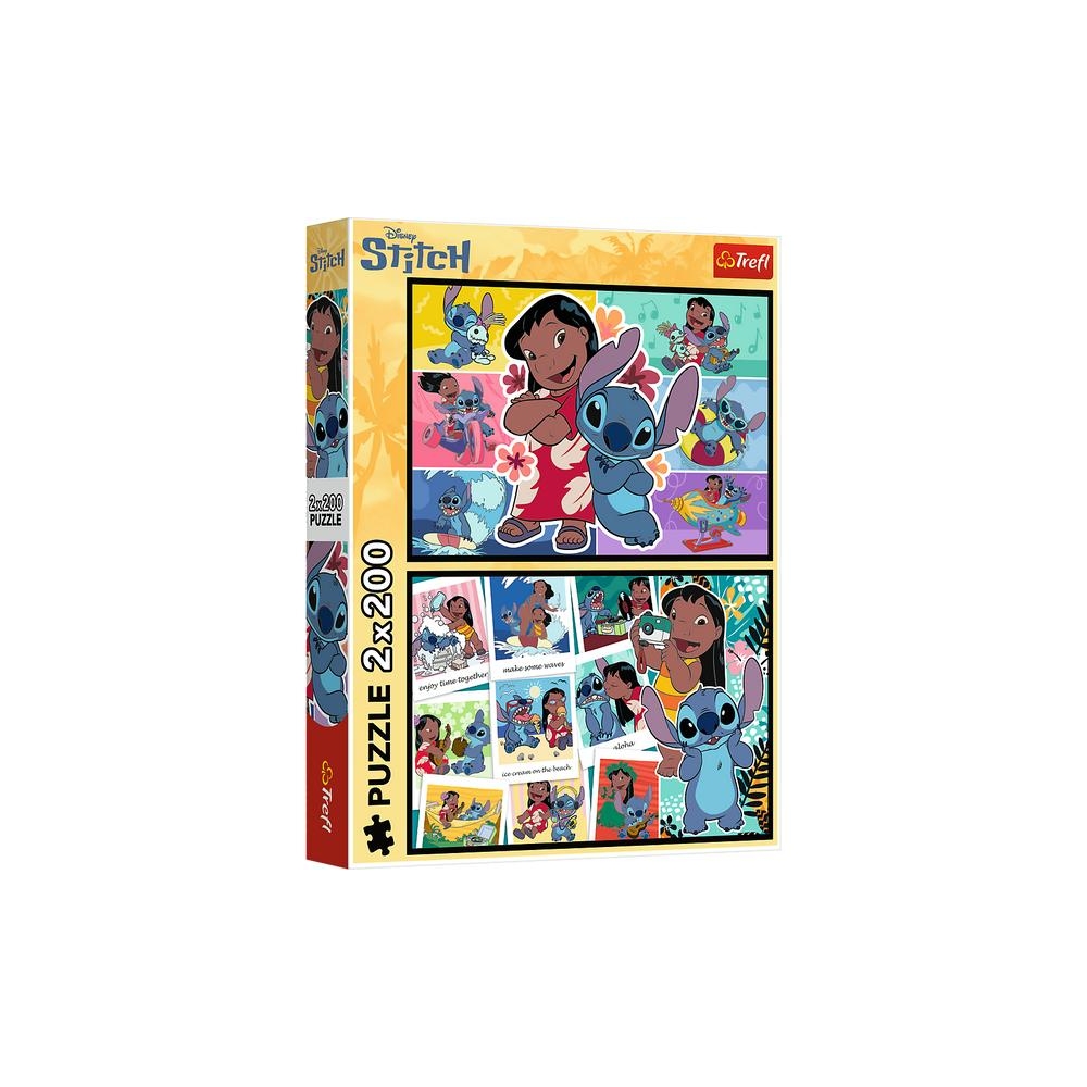 Dėlionė - 2x200 - Stitch's merry life - Disney Lilo ir Stitch - Trefl 13334-Žaislai, Dėlionės, Dėlionės iki 500 detalių-e-vaikas