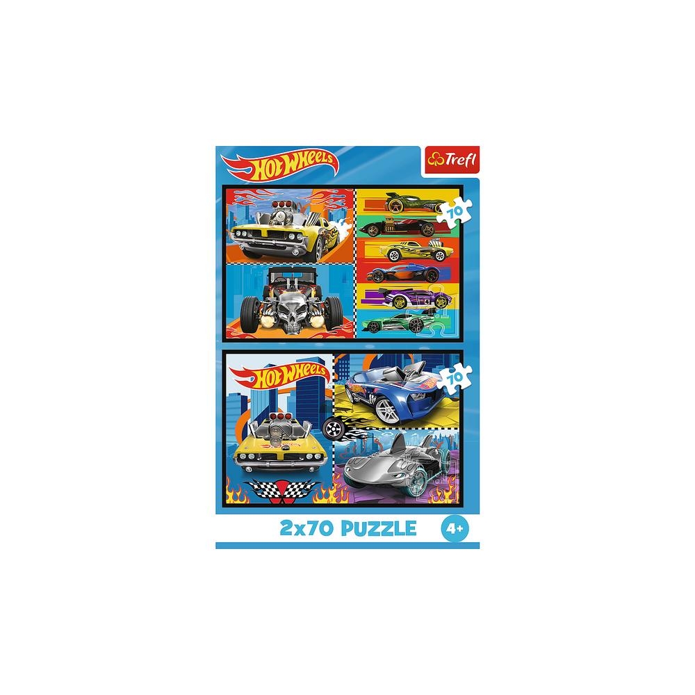 Puzzle - 2x70 - Samochodziki - Hot Wheels - Trefl 34442