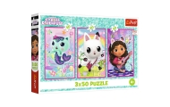 Dėlionė - 3x50 - Susipažinkite su Gabby ir katėmis - Gabi's Cat House - Trefl 34876-Žaislai, Dėlionės, Dėlionės iki 500 detalių-