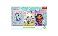 Puzzle - 3x50 - Poznajcie Gabby i kotki - Koci Domek Gabi - Trefl 34876