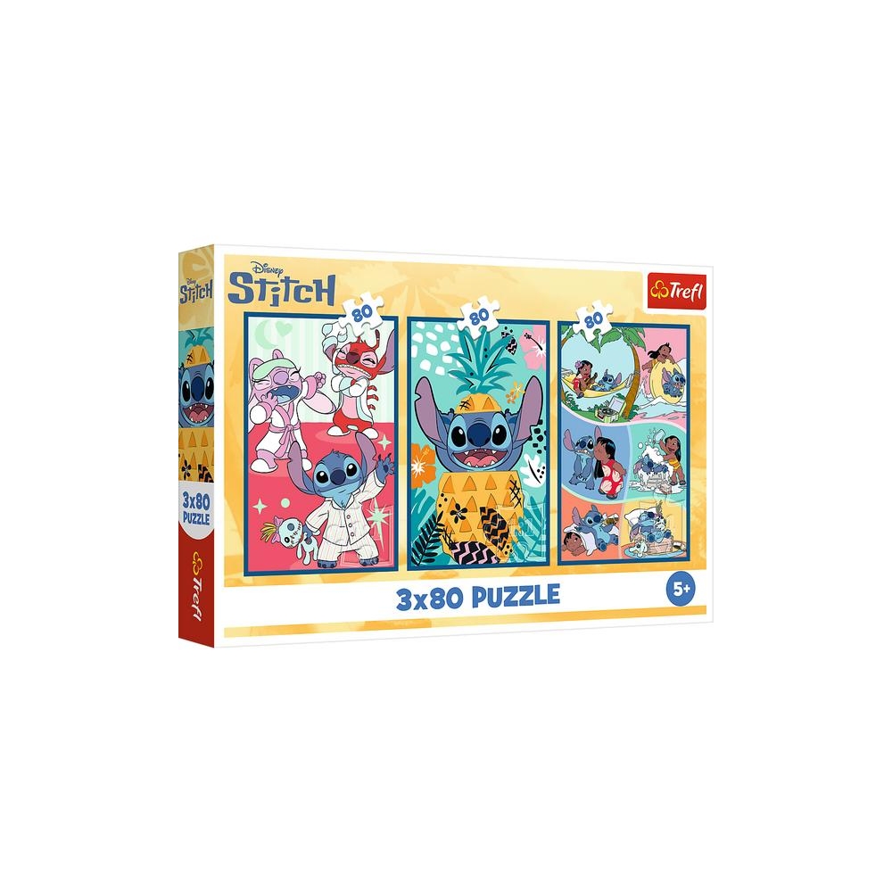 Dėlionė - 3x80 - Stitch's World - Trefl 34885-Žaislai, Dėlionės, Dėlionės iki 500 detalių-e-vaikas
