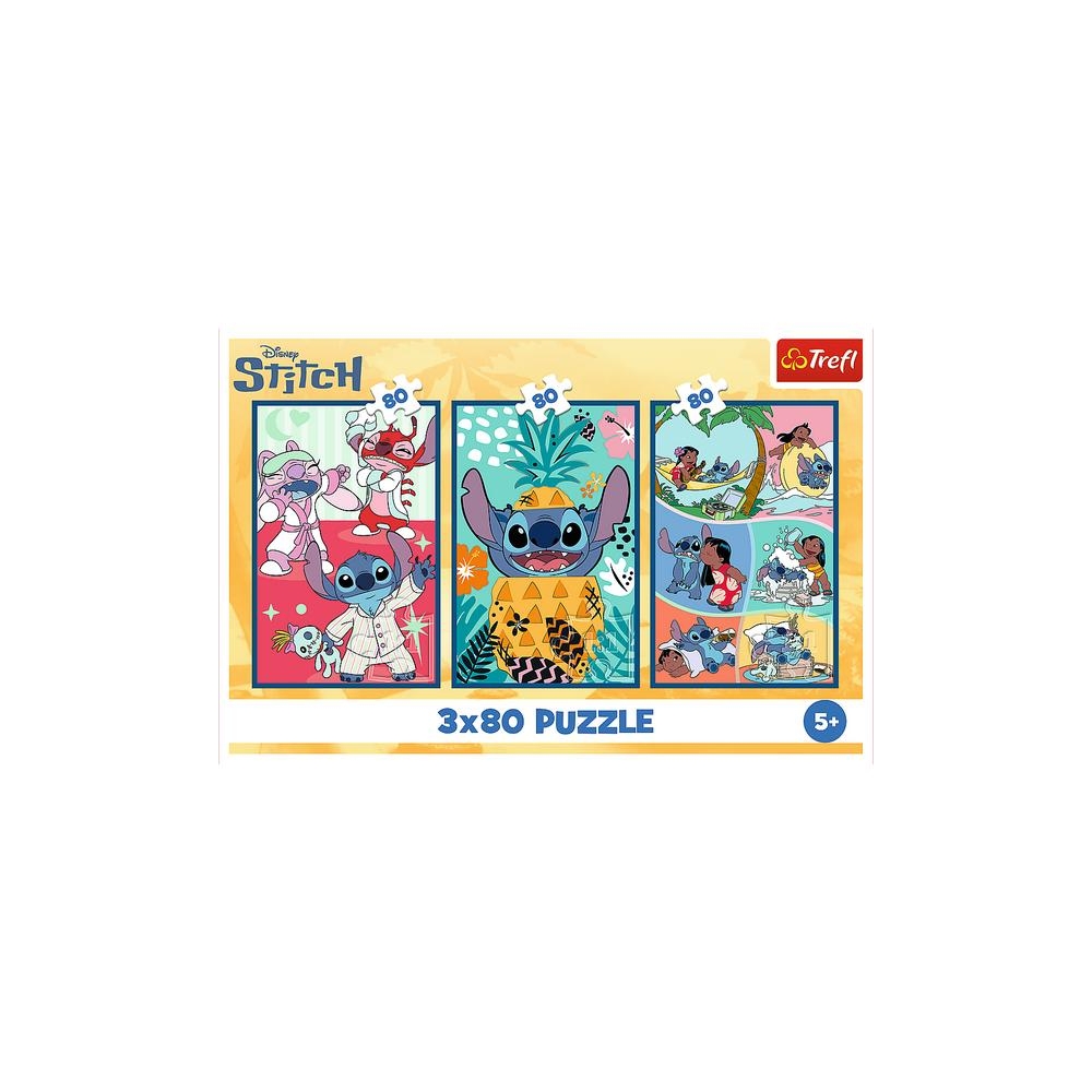 Dėlionė - 3x80 - Stitch's World - Trefl 34885-Žaislai, Dėlionės, Dėlionės iki 500 detalių-e-vaikas