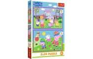 Dėlionė - 2x24 - Peppa žaidimų aikštelėje - Peppa Pig - Trefl 34435-Žaislai, Dėlionės, Dėlionės iki 500 detalių-e-vaikas