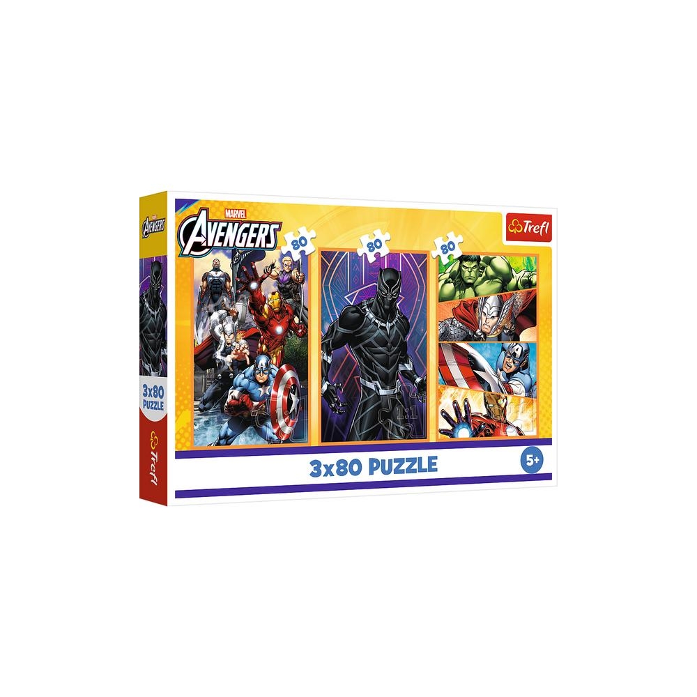 Dėlionė - 3x80 - Veiksmo kupinos dienos - Disney Marvel Avengers Trefl 34883