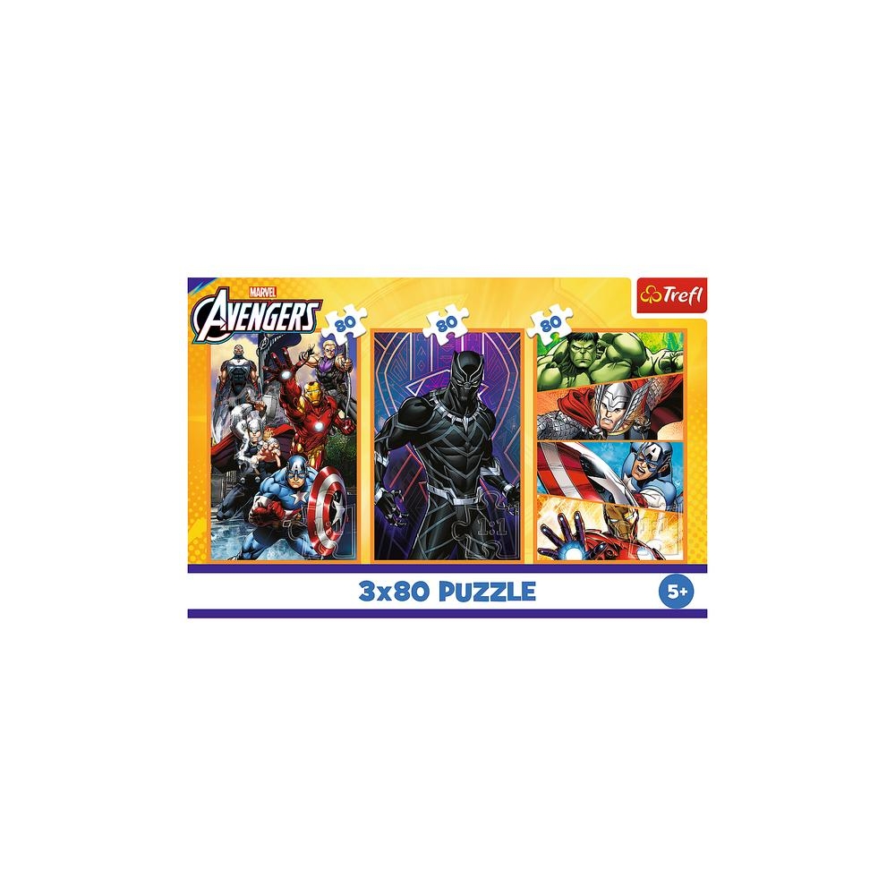 Dėlionė - 3x80 - Veiksmo kupinos dienos - Disney Marvel Avengers Trefl 34883
