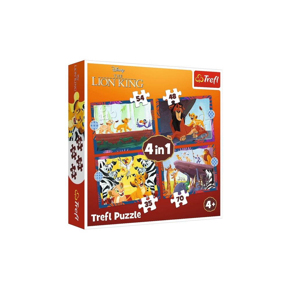Dėlionė - 4in1 (35, 48, 54, 70) - Drąsusis Liūtas Karalius - Disney - Trefl 34653-Žaislai, Dėlionės, Dėlionės iki 500 detalių-e-