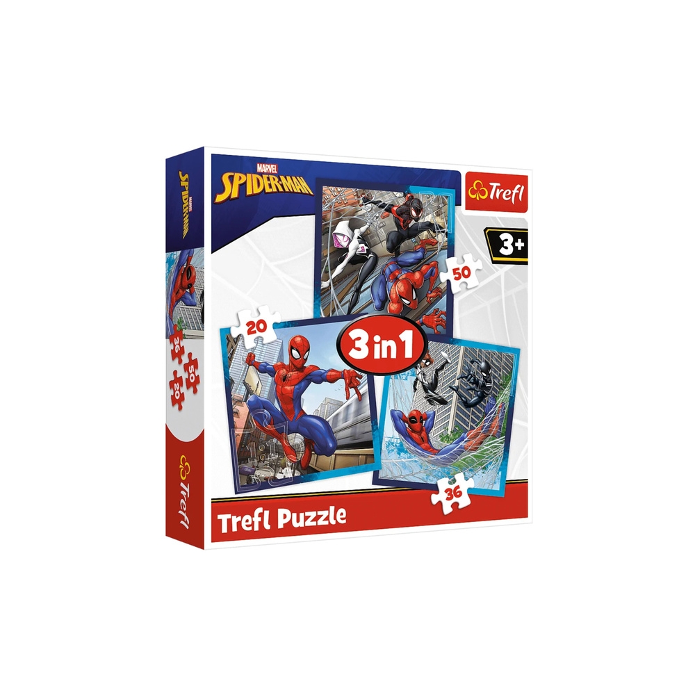 Dėlionė – 3-in-1 (20, 36, 50) – Vorų draugai – „Disney Marvel Spider-Man“ – „Trefl“ 34874-Žaislai, Dėlionės, Dėlionės iki 500 de