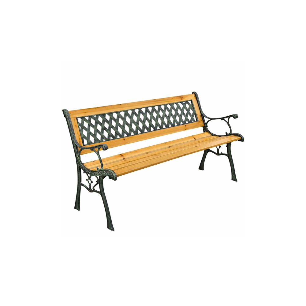 Sodo suoliukas su atlošu, Medis ir metalas 73x125x53 cm-Namai, laisvalaikis, turizmas, Sodo baldai-e-vaikas