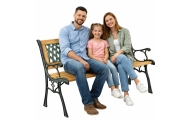 Sodo suoliukas su atlošu, Medis ir metalas 73x125x53 cm