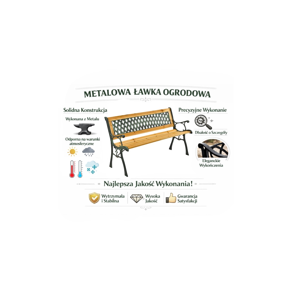 Sodo suoliukas su atlošu, Medis ir metalas 73x125x53 cm-Namai, laisvalaikis, turizmas, Sodo baldai-e-vaikas