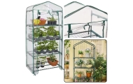 Mini Szklarnia Balkonowa Ogrodowa 4 Półki Metalowe Folia PVC 69 x 49 x 157cm