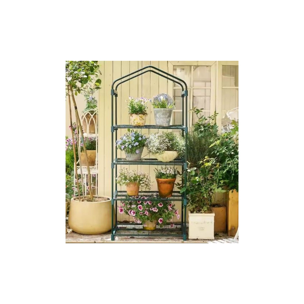 Mini sodo balkono šiltnamis 4 metalinės lentynos PVC folija 69 x 49 x 157cm-Namai, laisvalaikis, turizmas, Sodas - daržas-e-vaik