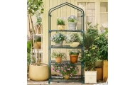 Mini sodo balkono šiltnamis 4 metalinės lentynos PVC folija 69 x 49 x 157cm