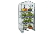 Mini sodo balkono šiltnamis 4 metalinės lentynos PVC folija 69 x 49 x 157cm