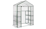 Mini sodo šiltnamis 4 metalinės lentynos PVC folija 195 x 143 x 73cm