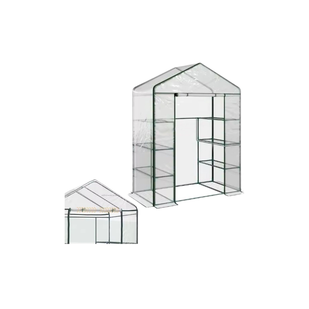Mini Szklarnia Balkonowa Ogrodowa 4 Półki Metalowe Folia PVC 195 x 143 x 73cm