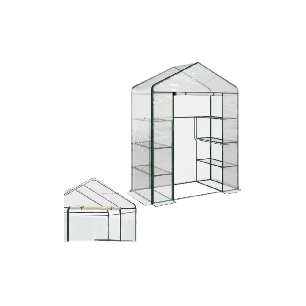Mini sodo šiltnamis 4 metalinės lentynos PVC folija 195 x 143 x 73cm-Namai, laisvalaikis, turizmas, Sodas - daržas-e-vaikas