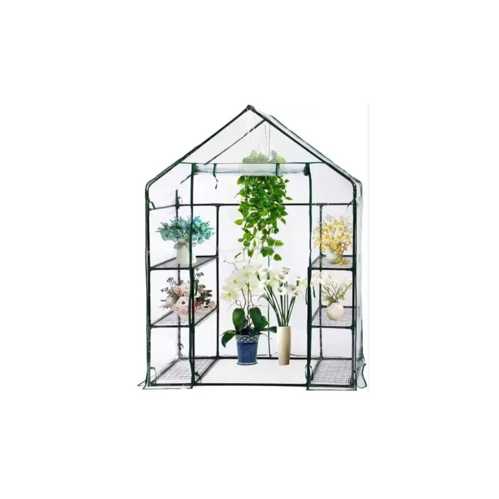 Mini sodo šiltnamis 4 metalinės lentynos PVC folija 195 x 143 x 73cm-Namai, laisvalaikis, turizmas, Sodas - daržas-e-vaikas