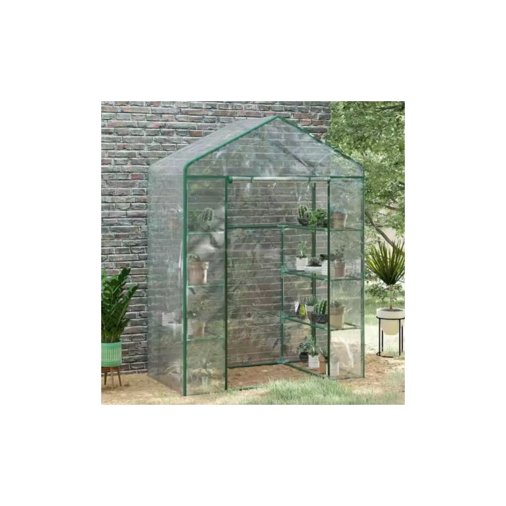 Mini Szklarnia Balkonowa Ogrodowa 4 Półki Metalowe Folia PVC 195 x 143 x 73cm