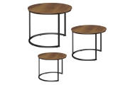 Zestaw Okrągłe Stoliki Kawowe 3w1 Vintage Naturalne Drewno 51cm 40cm 30cm