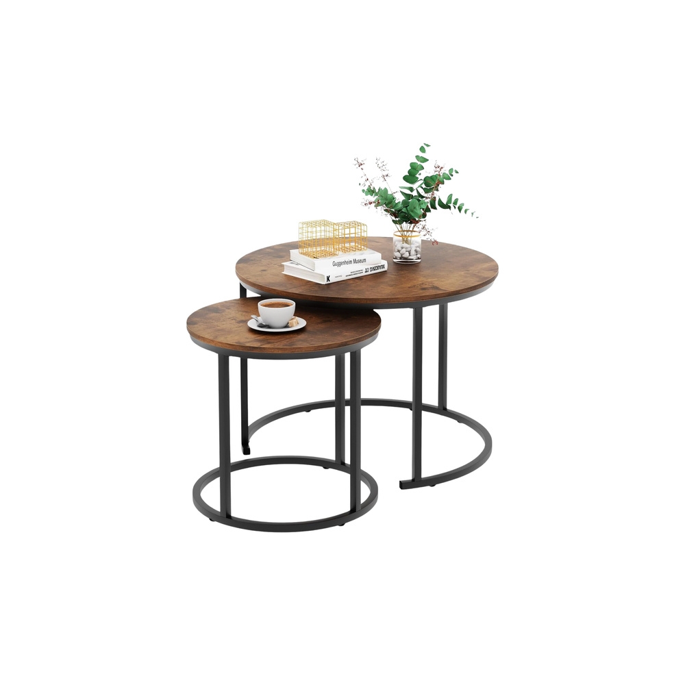 Apvalus kavos staliukas rinkinys 3in1 Vintage natūrali mediena 51cm 40cm 30cm-Namai, laisvalaikis, turizmas, Namų apyvokos prekė