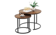 Zestaw Okrągłe Stoliki Kawowe 3w1 Vintage Naturalne Drewno 51cm 40cm 30cm