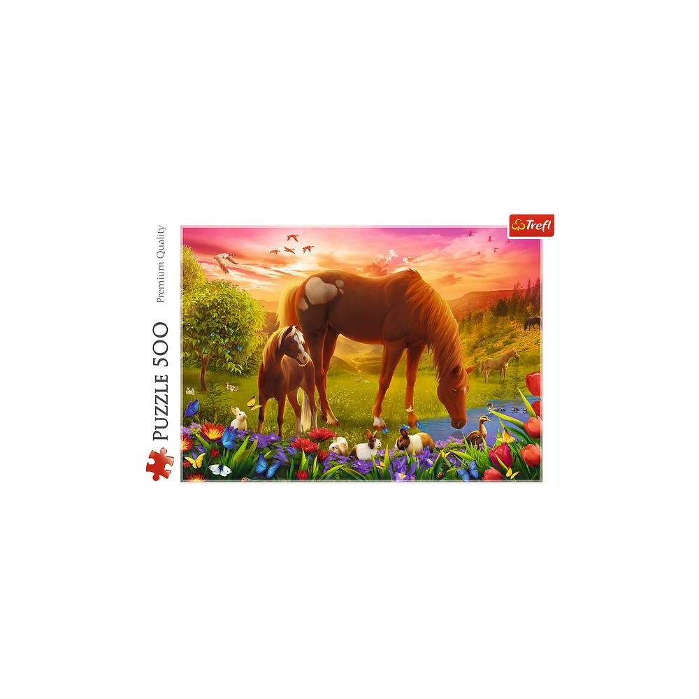 Puzzle - 500 - Konie na łące - Trefl 37451