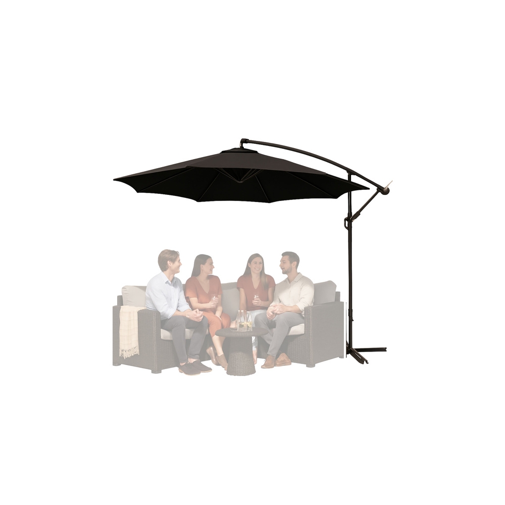 Sodo skėtis šoninis pakreipiamas reguliuojamas 350 x 250 cm juodas-Namai, laisvalaikis, turizmas, Sodo baldai-e-vaikas