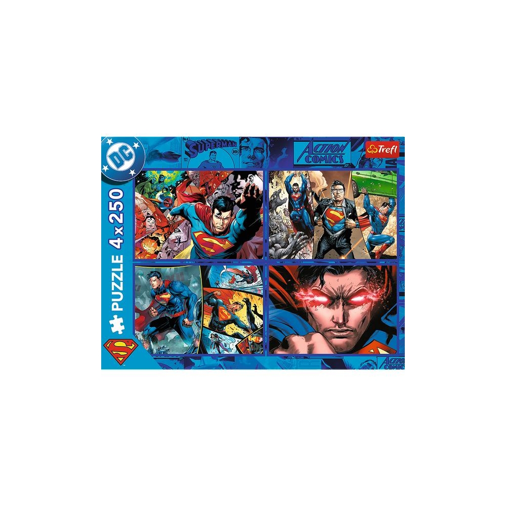 Dėlionė - 4x250 - Supermeno drąsa - Warner Superman Trefl 13340