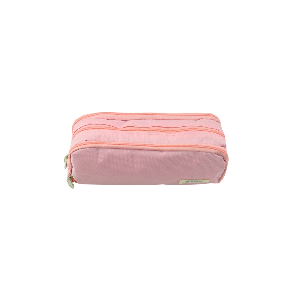 Dviejų skyrių penalas su priekine kišenėle 23x9 cm, rožinis