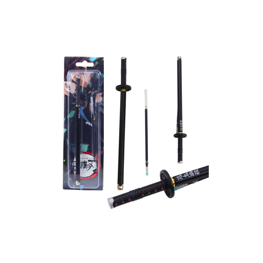 Katana kardas Anime metalinis rašiklis juodas rašalas keičiama plunksna juodas