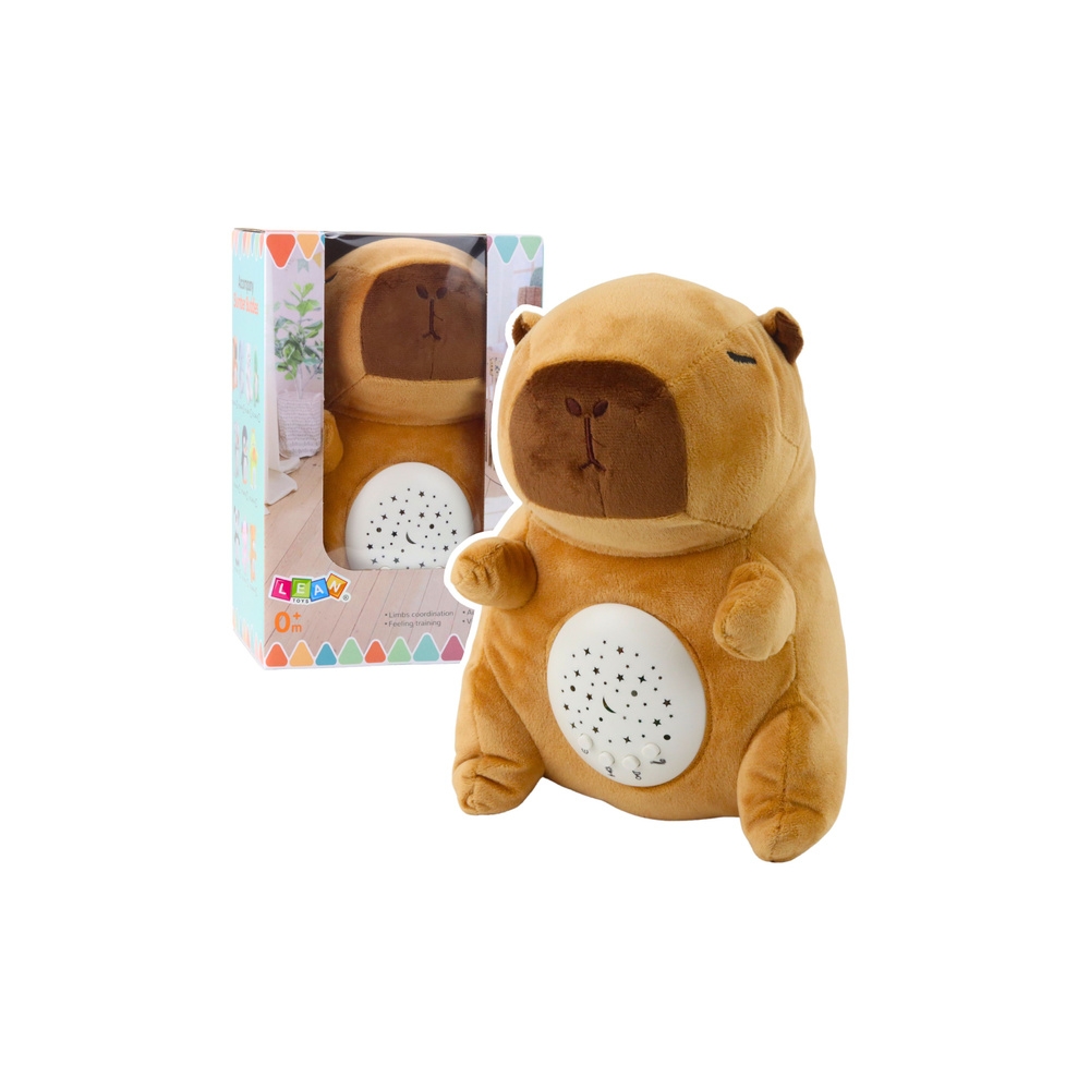 Pliušinis talismanas Capybara Žvaigždžių projektorius Lullabies Sounds Brown-Miegui, Migdukai ir karuselės, Miego žaislai-e-vaik