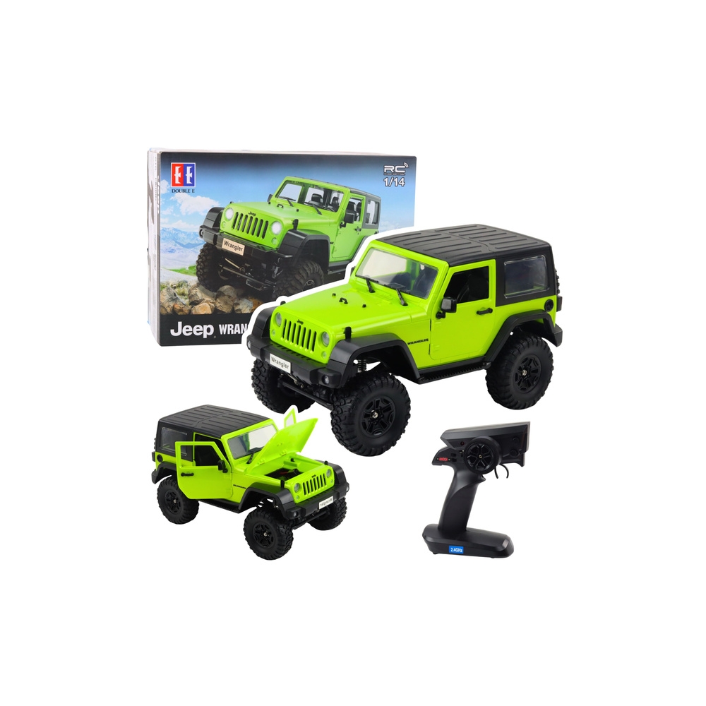 Nuotoliniu būdu valdomas visureigis RC Jeep Wrangler Rock Crawler Green 1:14-Žaislai, Auto ir transporto žaislai, Valdomos radij