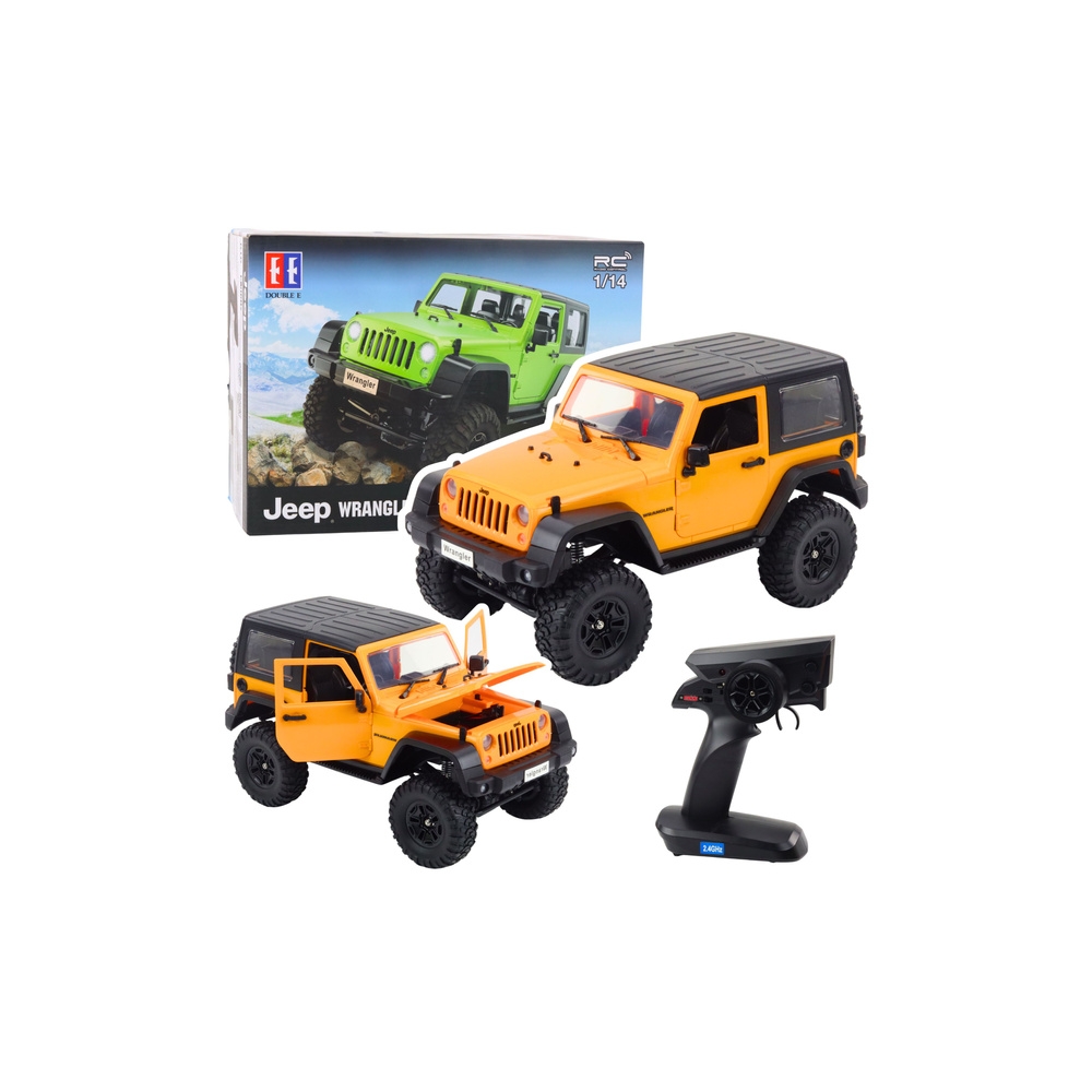 Nuotoliniu būdu valdomas visureigis RC Jeep Wrangler Rock Crawler Orange 1:14-Žaislai, Auto ir transporto žaislai, Valdomos radi