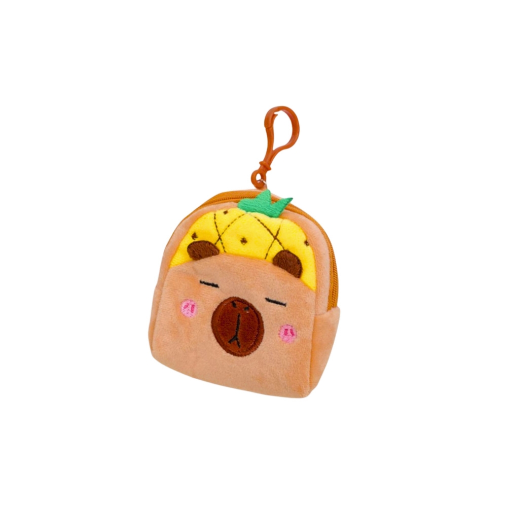 Pliušinė piniginė su raktų pakabuku Capybara Pineapple Yellow 9,5 x 8 cm-Drabužiai ir aksesuarai, Aksesuarai, Rankinės, kuprinės